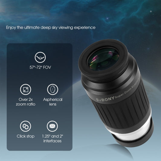 SVBONY SV230 1.25/2 Inch Universal Astronomy Wide Angle Zoom Eyepiece 8-20mm 57-72 Degrees by SVBONY