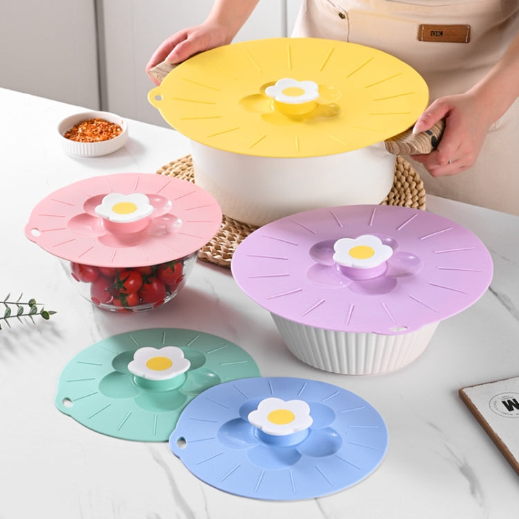 Small Cute Flower Silicone Freshness Lid Kitchen Household Food Dustproof Cover(Yellow) by bashfashion