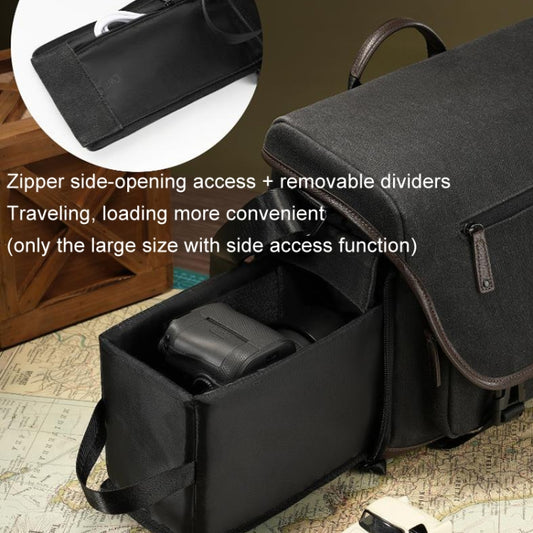 Cwatcun D142 Vintage Camera Bag Shoulder Messenger Bag Camera Digital Storage Bag, Color: Large Black by Cwatcun