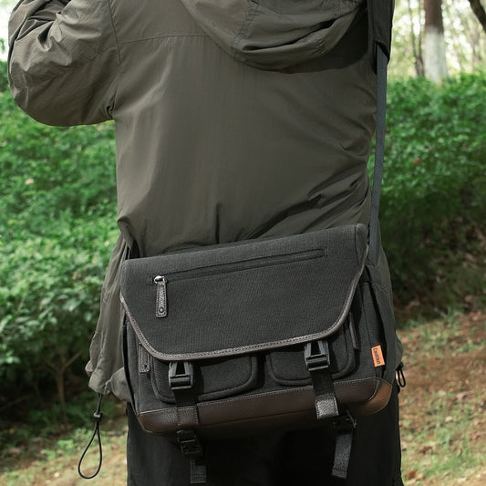 Cwatcun D142 Vintage Camera Bag Shoulder Messenger Bag Camera Digital Storage Bag, Color: Medium Black by Cwatcun