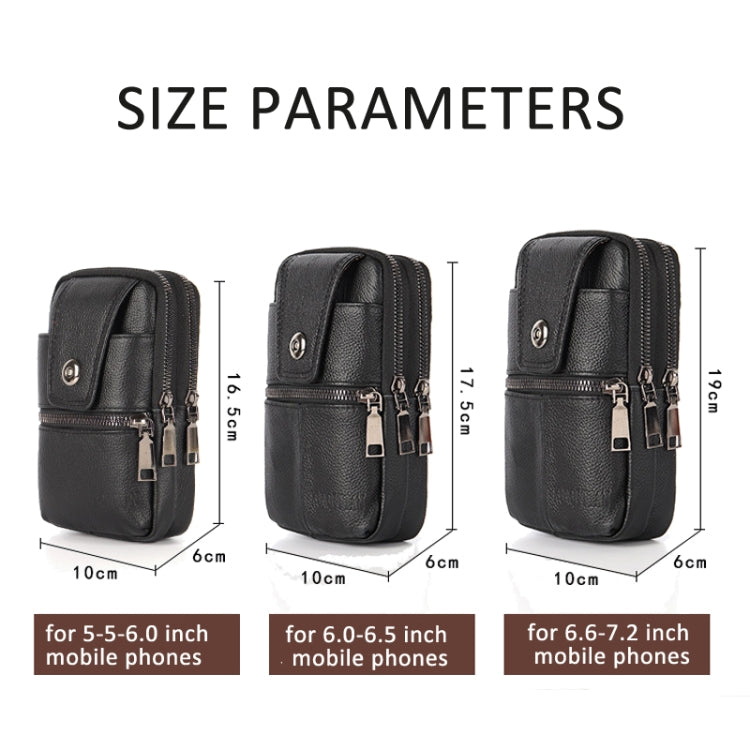 KUNQITIAN Mobile Phone Waist Bag Belt Leather Case With Shoulder Strap, Size: L(Black) by KUNQITIAN