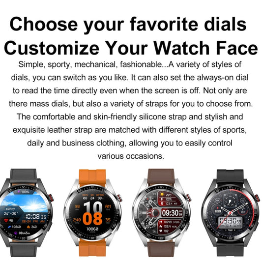 1.43 inch AMOLED Screen Smartwatch Heart Rate Blood Pressure Monitoring Bluetooth Talking Sports Watch, Color: Black Silicone Strap by bashfashion