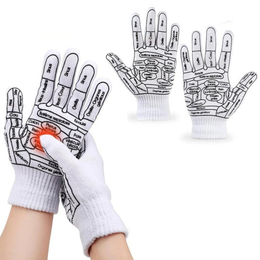 English Hand Massage Gloves Acupuncture Point Palm Reflex Zone Meridian Physical Therapy Gloves, Size: Average by bashfashion
