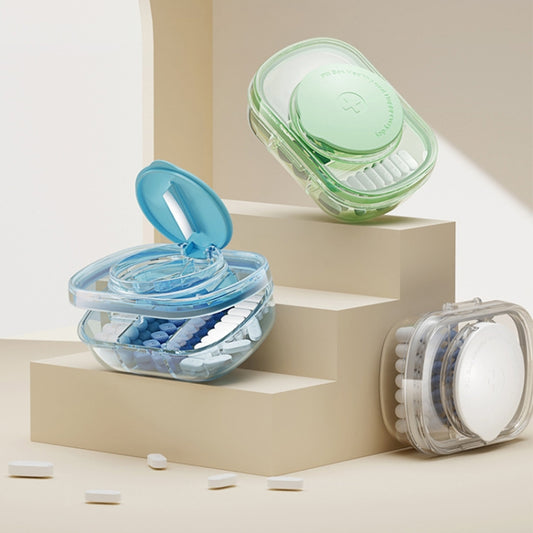 Portable Compartment Sealed Medicine Organizer Large Capacity Pill Dispenser(Green) by bashfashion