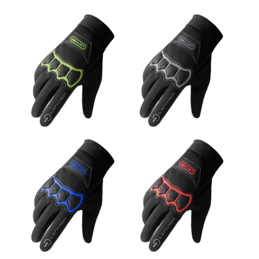 LANYIER Fall Winter Motorcycle Outdoor Riding Gloves Men Velvet Warm Non-slip Touch Screen Windproof Gloves, Size: Average(Blue) by LANYIER