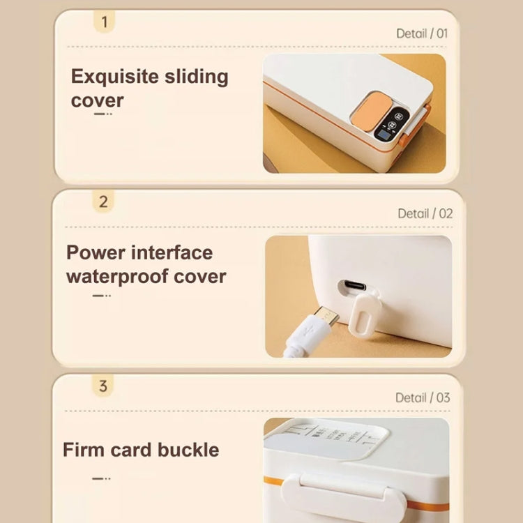 1000ml Wireless Heating Lunch Box USB Rechargeable Bento Box English Version(Yellow) by bashfashion