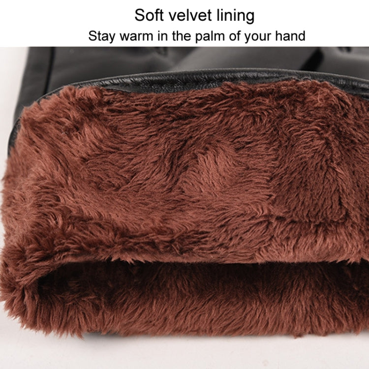 Fall Winter Men Leather Gloves PU Velvet Warm Riding Driving Touchscreen Gloves, Size: Average(Brown) by bashfashion