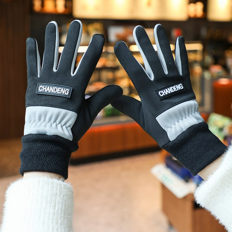 Winter Ski Velvet Warm Gloves Touch Screen Outdoor Riding Waterproof Windproof Gloves, Size: Average(Black) by bashfashion