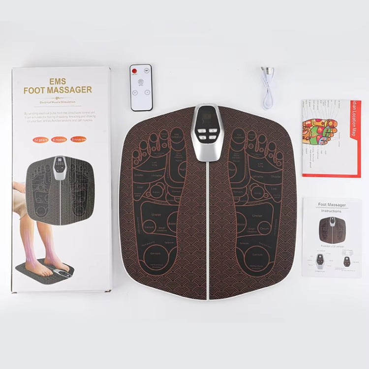 EMS Foot Massager Pad Foldable Pulse Foot Massage Mat Microcurrent Foot Physical Therapy With RC(Coffee) by bashfashion