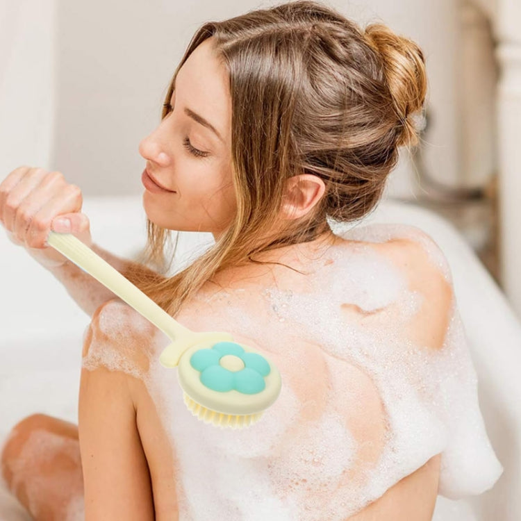 Household Bathroom Long Handle Soft Bristle Flower Shower Brush(Green) by bashfashion