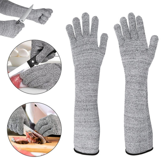 1pair Extended Anti-Cut Sleeve Gloves HPPE Anti-Scratch Arm Guard Anti-Bite Labour Gloves, Length: 20cm Gray by bashfashion