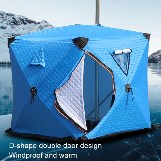 Winter Warm Windproof Fishing Tent Thickened Camping Tent, Size: 1.45x1.45x1.6m Single(Sky Blue With Chimney Port) by bashfashion