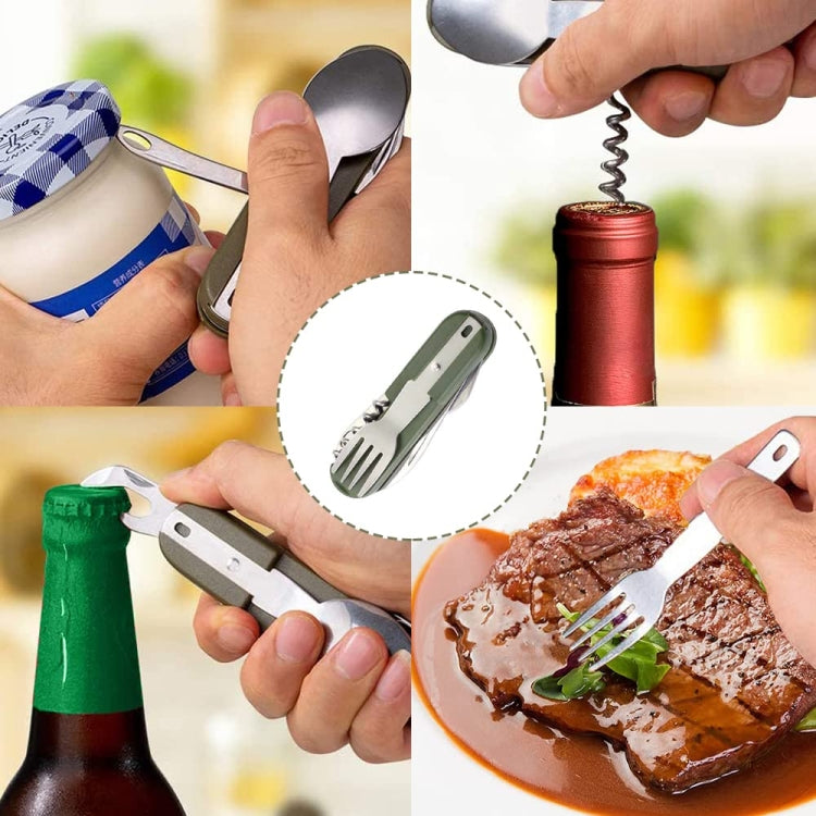 SY-FT008 7-in-1 Multifunctional Outdoor Camping Portable Folding Tableware Combination(Black) by bashfashion