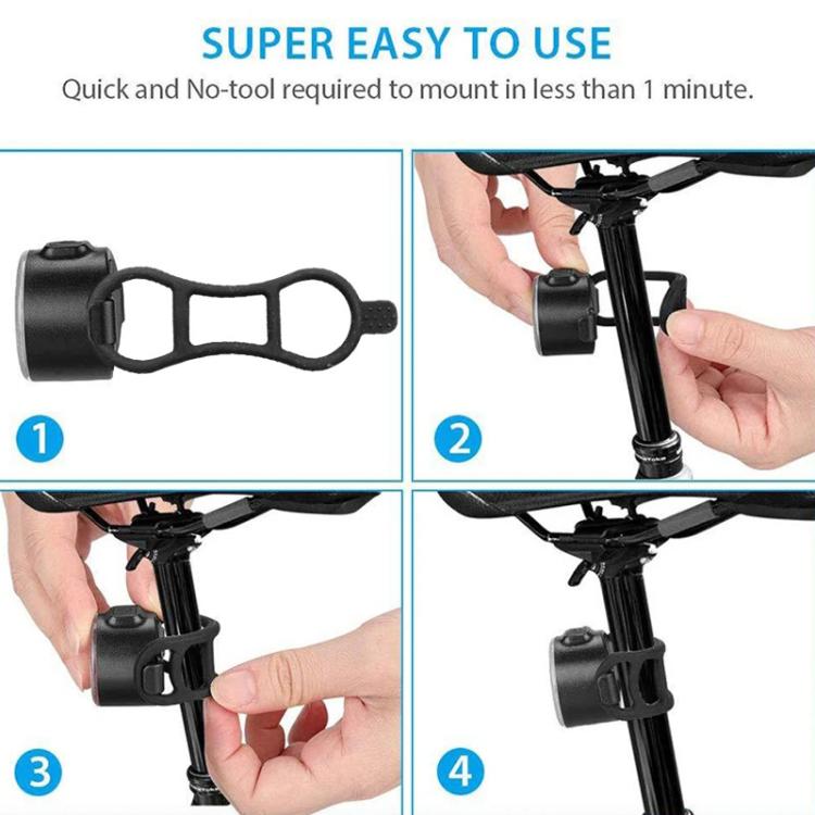 USB High Bright Bicycle Tail Light MTB Headlight Night Riding Safety Warning Light Cycling Equipment(White) by bashfashion