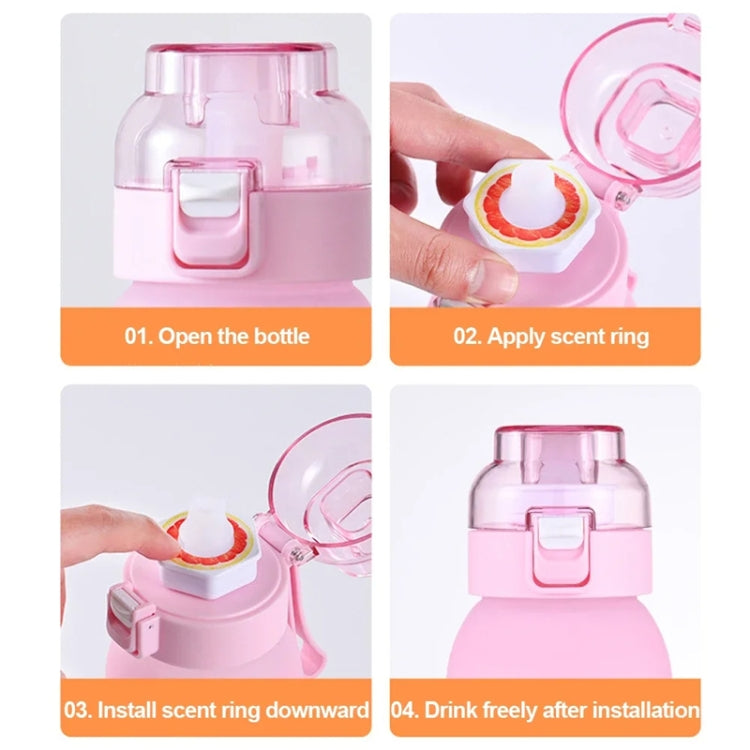 600ml Scent Flavored Water Bottle Leak-Proof Outdoor Sport Water Cup With 7 0 Sugar 0 Calorie Scent Rings(Pink) by bashfashion