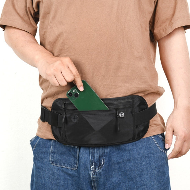 Sports Running Waist Pack Outdoor Fitness Large Capacity RFID Blocking Wallet Waterproof Phone Waist Bag(Black) by bashfashion