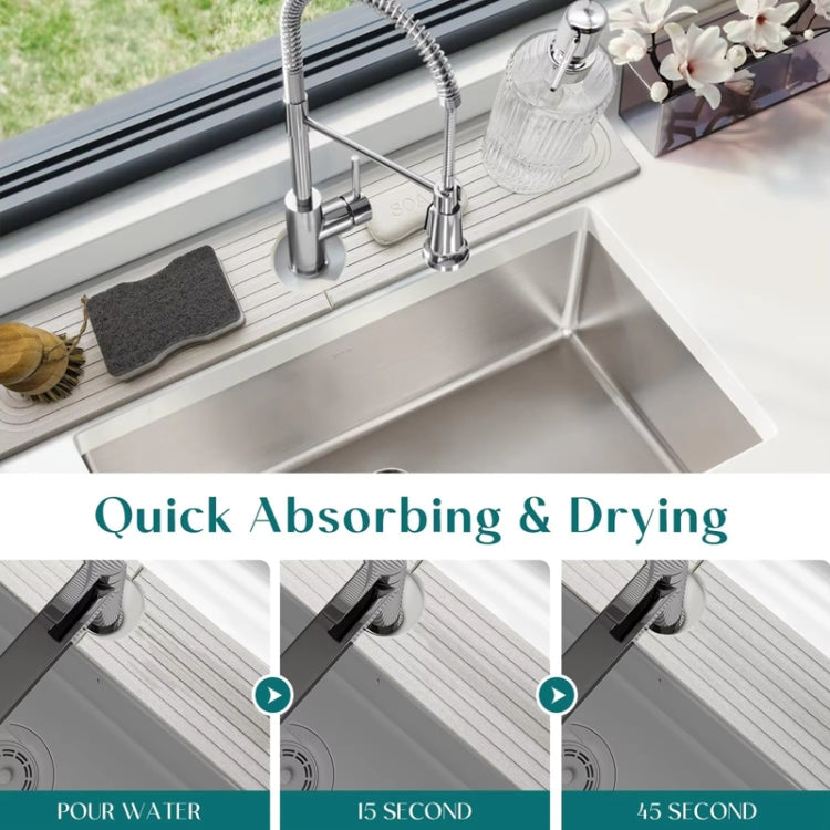 Diatomite Absorbent Mat Fast Drying Stone Kitchen Bathroom Faucet Sink Drainage Mat, Size: 40x10cm+10x10cm(Dark Gray) by bashfashion