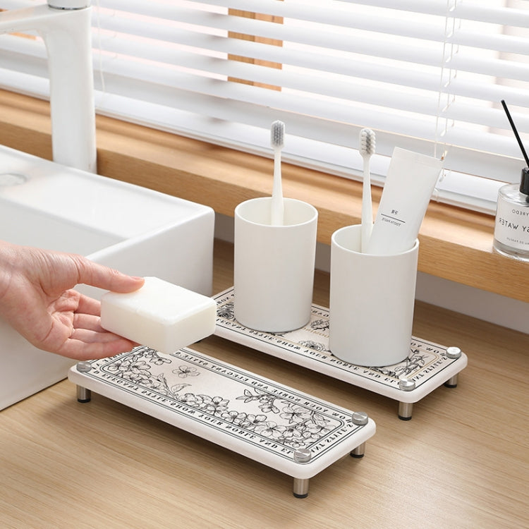 Diatomite Shelf Kitchen Sink Storage Absorbent Mat Bathroom Washstand Quick Drying Coaster, Size: 28x11cm(French Flower) by bashfashion