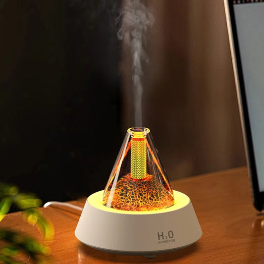 80ml Volcanic Lava Aromatherapy Humidifier With Colorful Lights USB Plug Power(White) by bashfashion