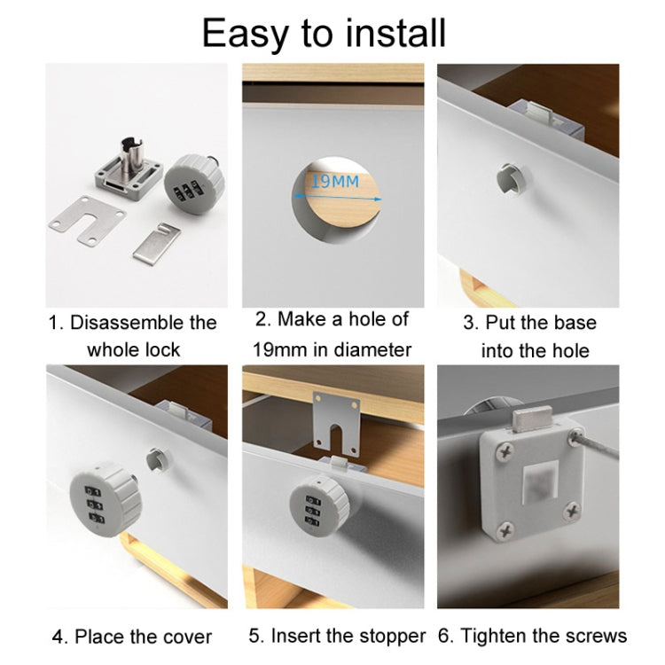 Home Cabinet Desk Drawer Combination Lock Lockers File Security Latches, Style: Black Rounded by bashfashion