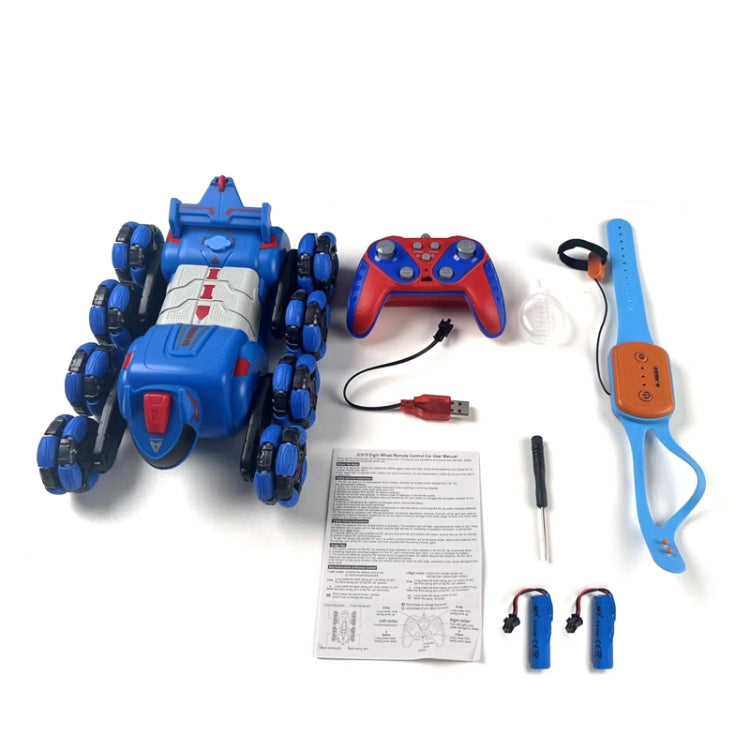 2.4G Kids Remote Control Toy Car Stunt Robot Dog Gesture Sensor Lights Music Spray Climbing Car, Color: Blue Dual RC by bashfashion