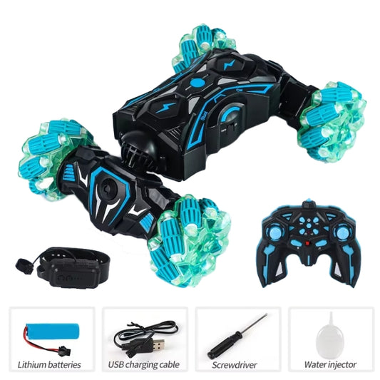 2.4G Spray RC Car Gesture Sensor Music Lights Twist Stunt Drift Car Double Side Driving Buggy Toy, Color: Handle RC Blue by bashfashion