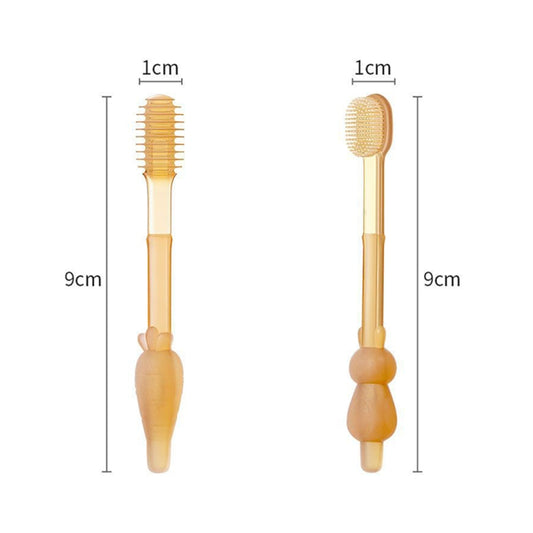 Food-grade Silicone Baby Milk Toothbrush + Tongue Brush Children Oral Cleaning Brush, Color: Beige by bashfashion