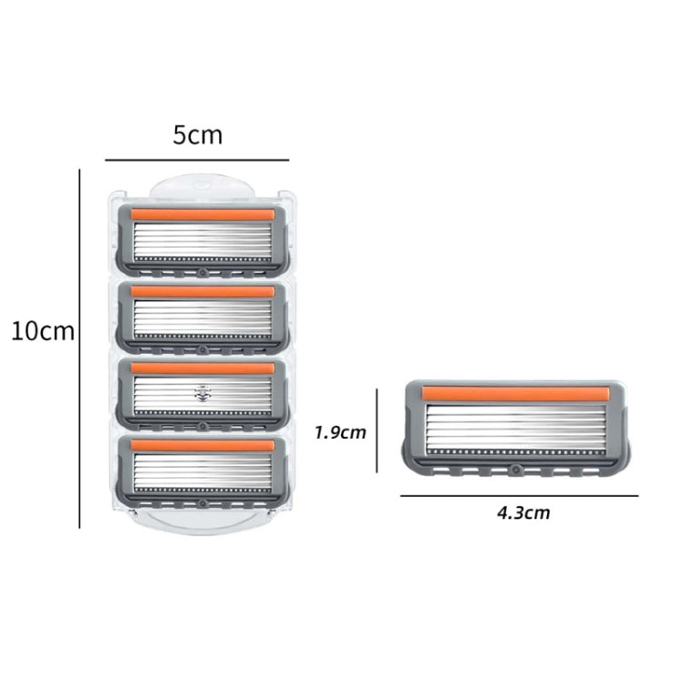 4pcs /Pack Six Blade OpenBack System Skin Razor Refills for Men by bashfashion