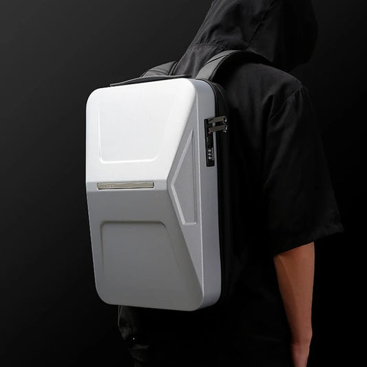 BANGE BG-3005 Hard Shell Men Backpack Laptop Personalised Shoulder Bag(Silver) by BANGE