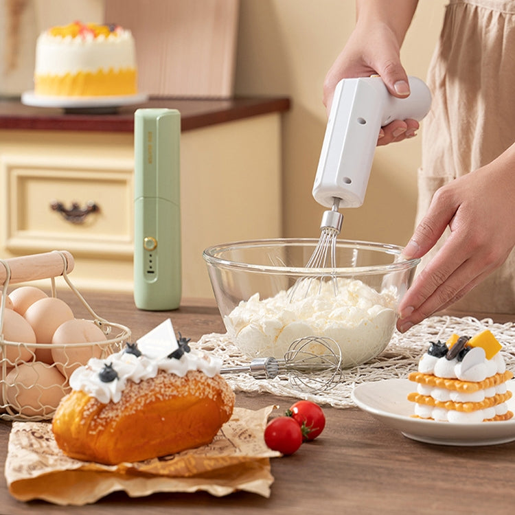 Rotary Folding Double-head Electric Home Egg Beater Fully Automatic Wireless Baking Mixer(Black) by bashfashion