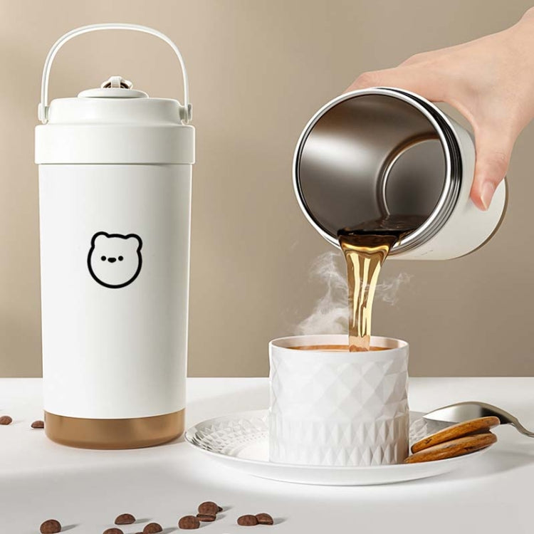 500ml 316 Stainless Steel Insulated Mug Portable Carry-On Dual Drink Coffee Cup With Straw(Coffee Color) by bashfashion