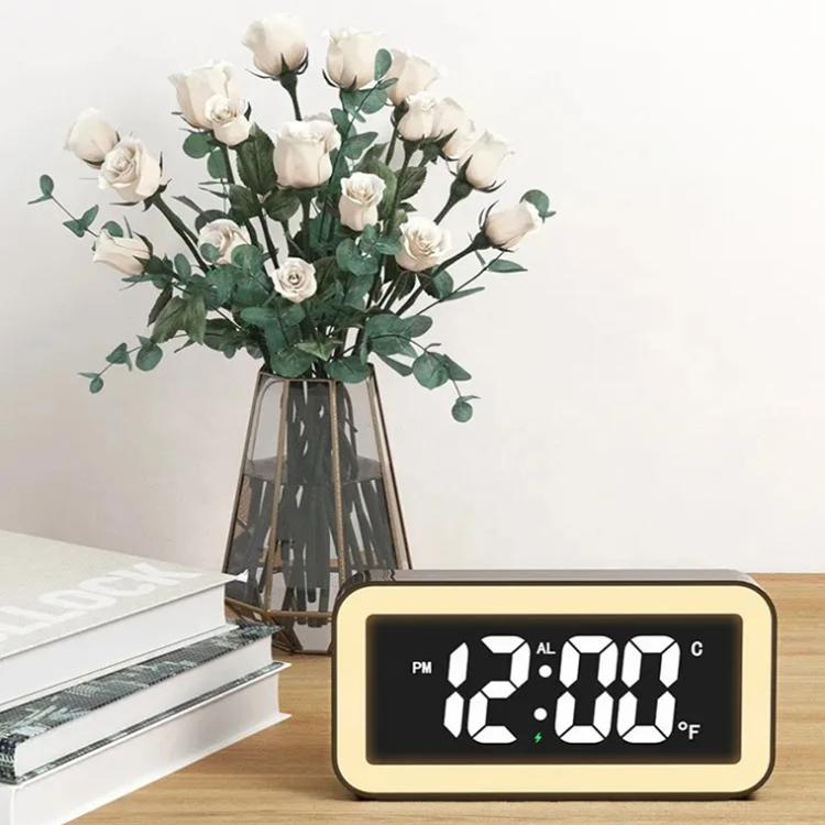 S281A LED Atmosphere Light Calendar / Temperature Display Clock With Wireless Charging Function(Black) by bashfashion