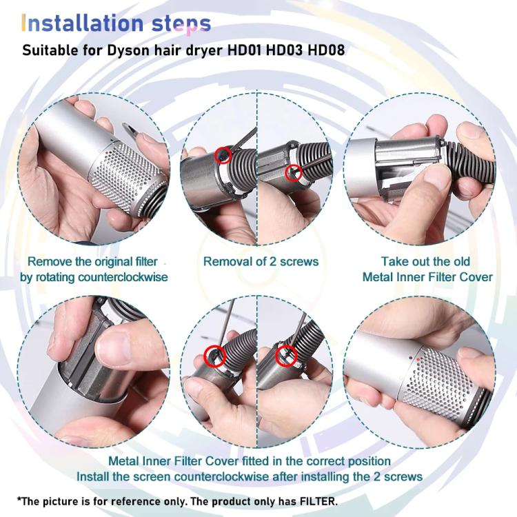 For Dyson HD03 / HD08 / HD15 Hair Dryer Metal Inner Filter Screwdriver Set Repair Parts by bashfashion