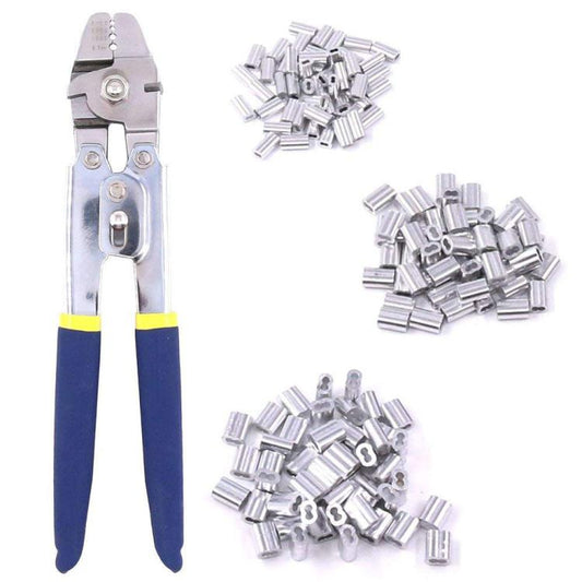 Outdoor Sea Fishing Pliers High-precision Wire Rope Crimping Pliers, Model: SJ-255 + 150pcs by bashfashion