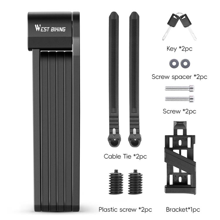 WEST BIKING Bicycle Folding Lock Anti-theft Equipment For Cycling(Black) by WEST BIKING