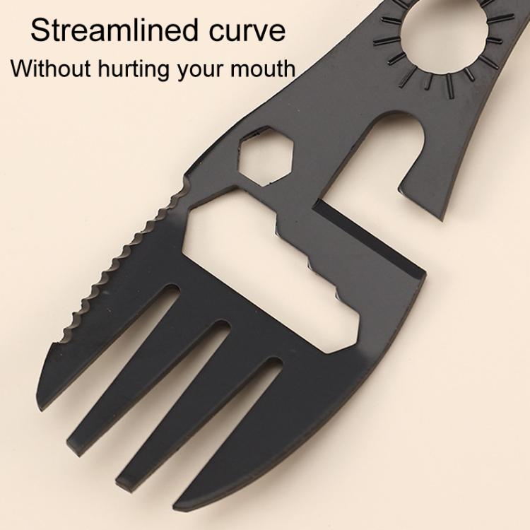 2pcs 10 In 1 Outdoor Camping Picnic Multifunctional Portable Fork and Spoon Tool(Black) by bashfashion