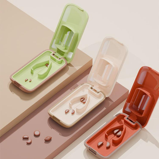 Lightweight Pill Cutter Box Portable Tablet Cutting Dispensing Pill Box(Matcha Green) by bashfashion
