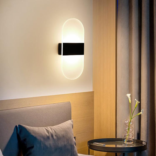 Magnetic Acrylic Smart Induction Night Light Rechargeable Wall Lamp Bedroom Bedside Lamp Black Rectangular Warm Light by bashfashion