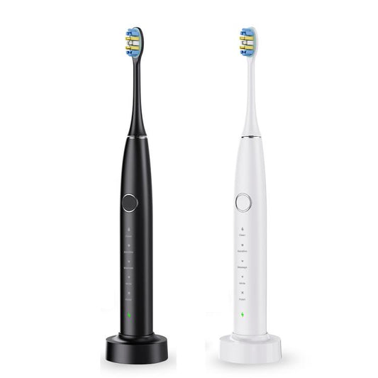 IPX7 Waterproof Portable Rechargeable Sonic Wireless Electric Toothbrush with 6-brush Heads(Black) by bashfashion