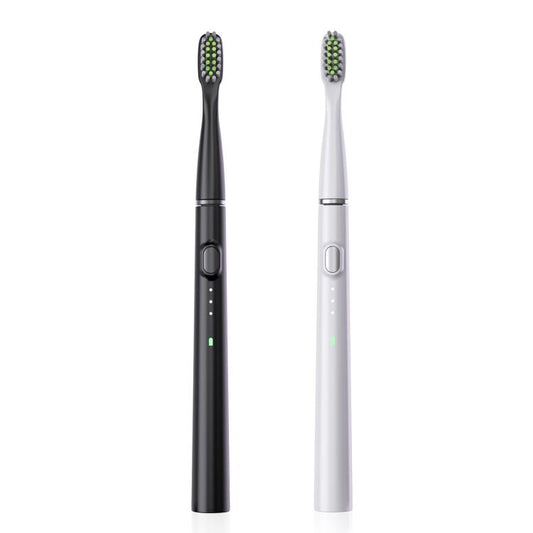 M200 IPX7 Waterproof Smart Timing Portable Electric Toothbrush with 6-brush Heads(Black) by bashfashion