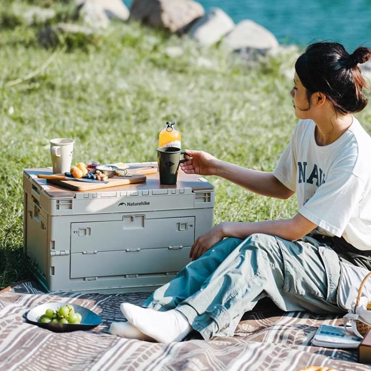 Naturehike Outdoor Large Capacity Folding Storage Box Portable Camping Table, Spec: 23L Light Gray by Naturehike