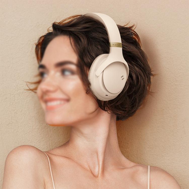 Havit H630BT Foldable Wireless Bluetooth Headset Music and Gaming Headset(Cream-color) by Havit
