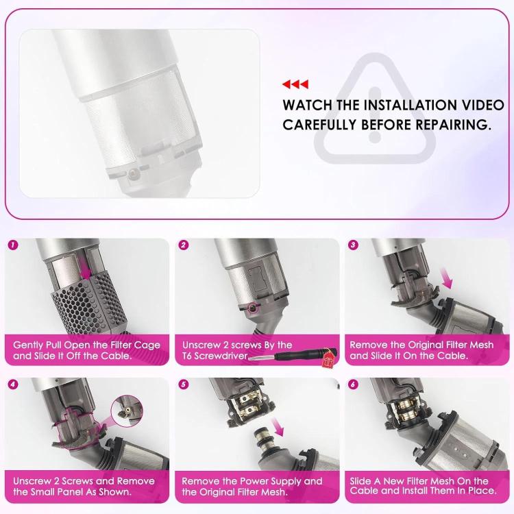 For Dyson Airwrap HS01 HS05 Hair Styler Inner Filter Repair Parts, Spec: Inner Filter+Clean Brush by bashfashion