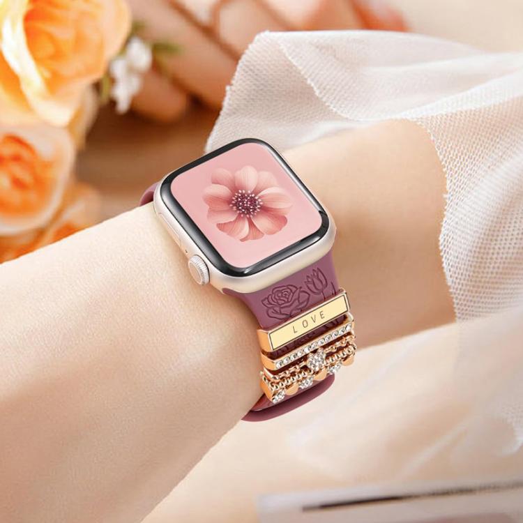 21mm Width Smart Watch Band Decorative Ring Metal Accessories(Dog Paw Rose Gold) by bashfashion