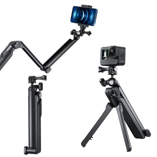 TELESIN Tri-folding Tripod For Sports Camera Mobile Phone Selfie Stand Desktop Fixed Bracket(Black) by TELESIN