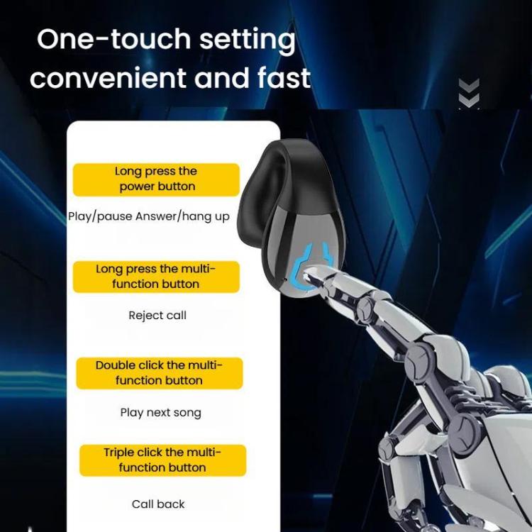 Bluetooth Earpiece Single Ear Clip-On Non-Intrusive Design Sports Headphones for Running(Black) by bashfashion