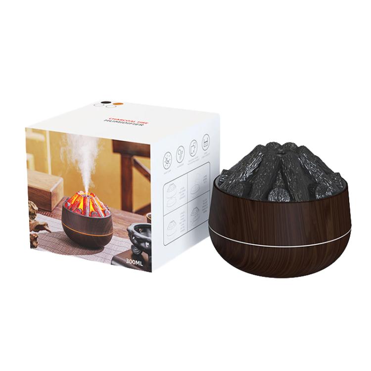 Simulated Charcoal Fire Ambient Night Light Humidifier USB Large Mist Flame Humidifier(Light Wood Grain) by bashfashion