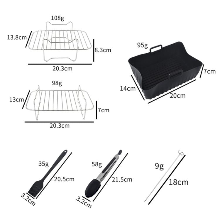 25 In 1 Air Fryer Accessories Set Airfryer Mold Liner Reusable Oven Grill Baking Rack by bashfashion
