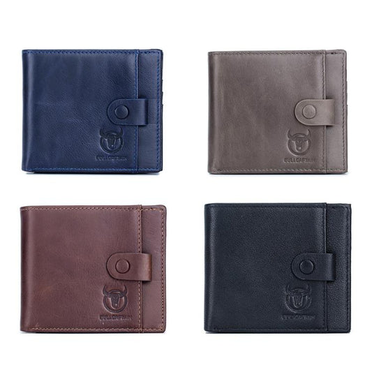 BULL CAPTAIN 038 RFID Anti-Theft Top Layer Cowhide Casual Wallet Driver ID Card Slot Wallet(Blue) by BULL CAPTAIN