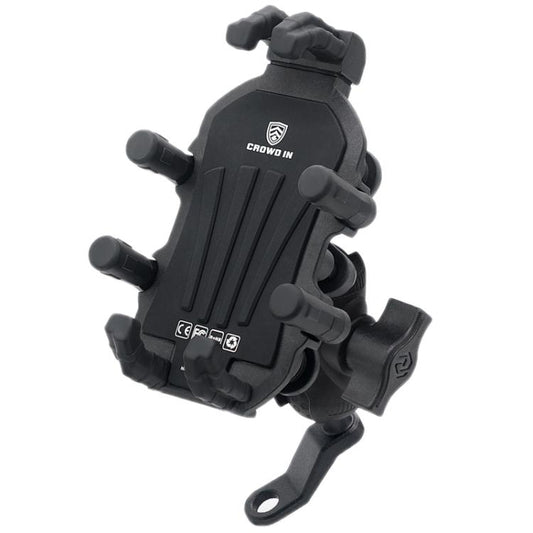 Motorcycle Rearview Mirror Mount Aluminum Alloy Shock-absorbing Mobile Phone Holder(Black) by bashfashion